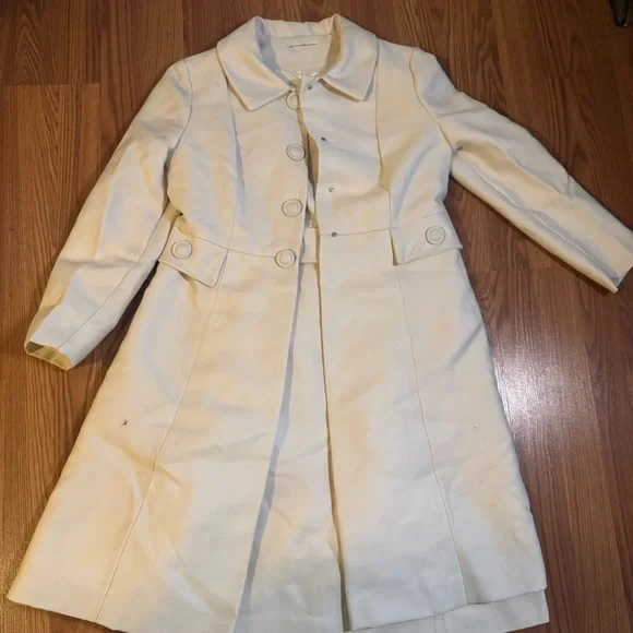 VTG 60’s Emma Domb California White Dress & Coat Set Size S Retro Classic Career - Picture 15 of 16